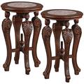 Design Toscano Four Caryatids Marble-Topped Hardwood Pedestal Table, PK 2 DY930070